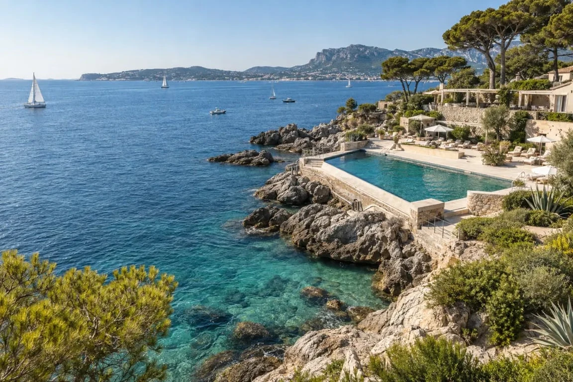Centre de détente du Cap Brun à Toulon avec piscine d’eau de mer et crique