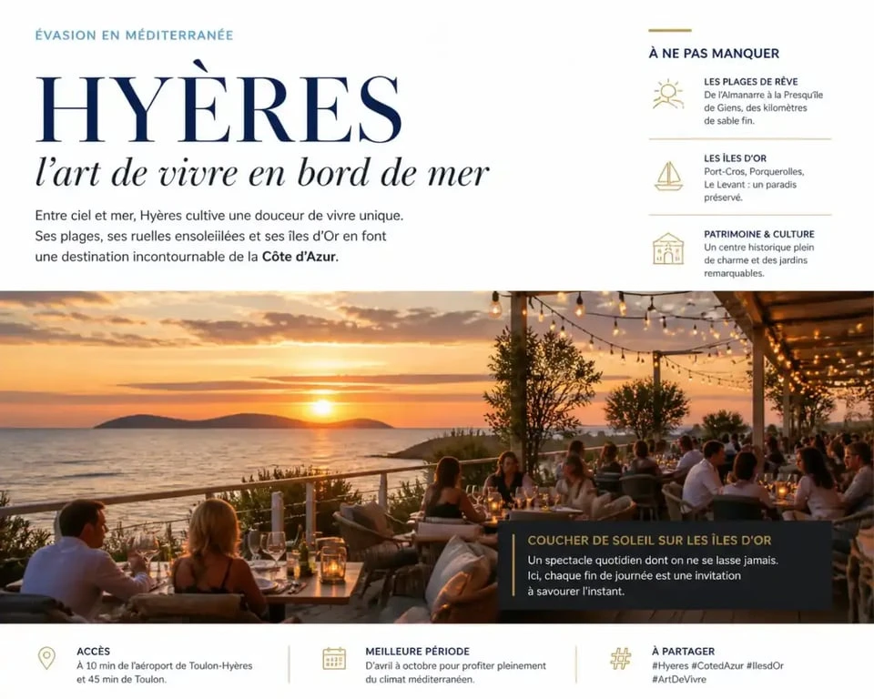 Ambiance festive au restaurant Le Petit Bain à Hyères avec vue sur les îles d'Or