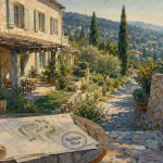 Les bastides Nice : vue bastide en restanques, jardin et collines