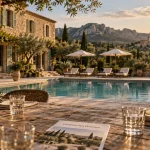 Location mas Provence : vue piscine et terrasse, mas provençal en Provence