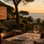 Restaurant cap brun toulon avec vue mer au coucher du soleil