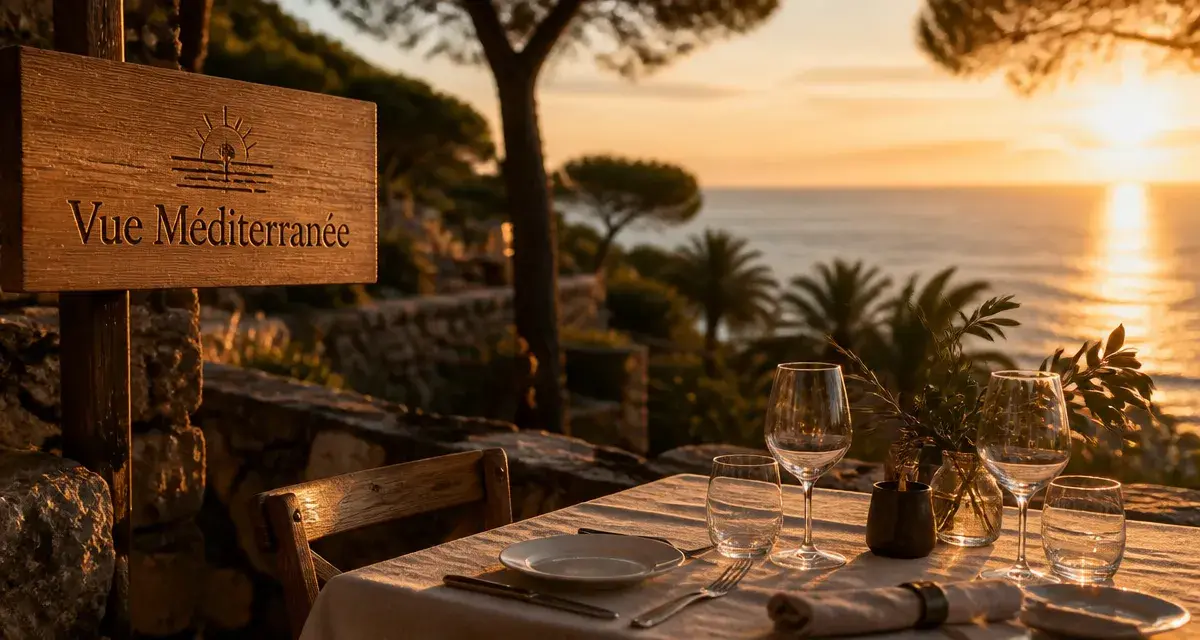 Restaurant cap brun toulon avec vue mer au coucher du soleil