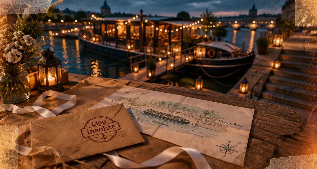 Lieu insolite mariage : péniche au quai